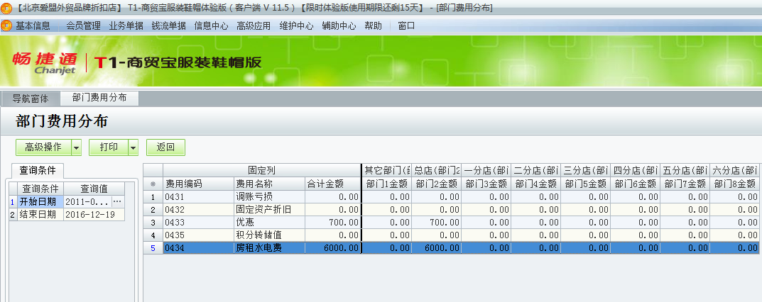 用友t1商貿(mào)寶服裝鞋帽版11.5如何查詢當(dāng)前費(fèi)用的詳細(xì)分布情況？